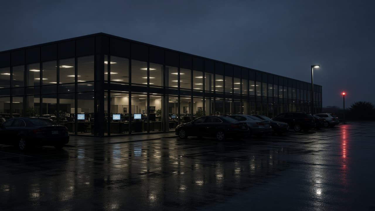 Dealership showroom one moment from going dark